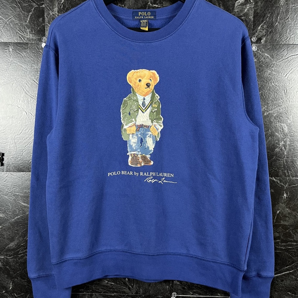 Polo Ralph Lauren Boy's Blue Polo Bear Sweatshirt XL (Women's Small)